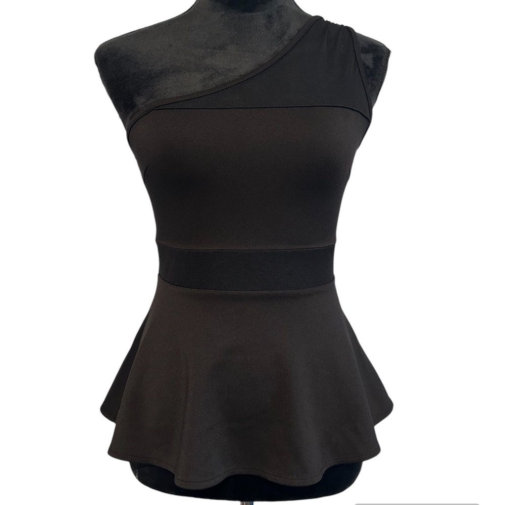 Vintage G by Guess Black one Shoulder Peplum Shirt
